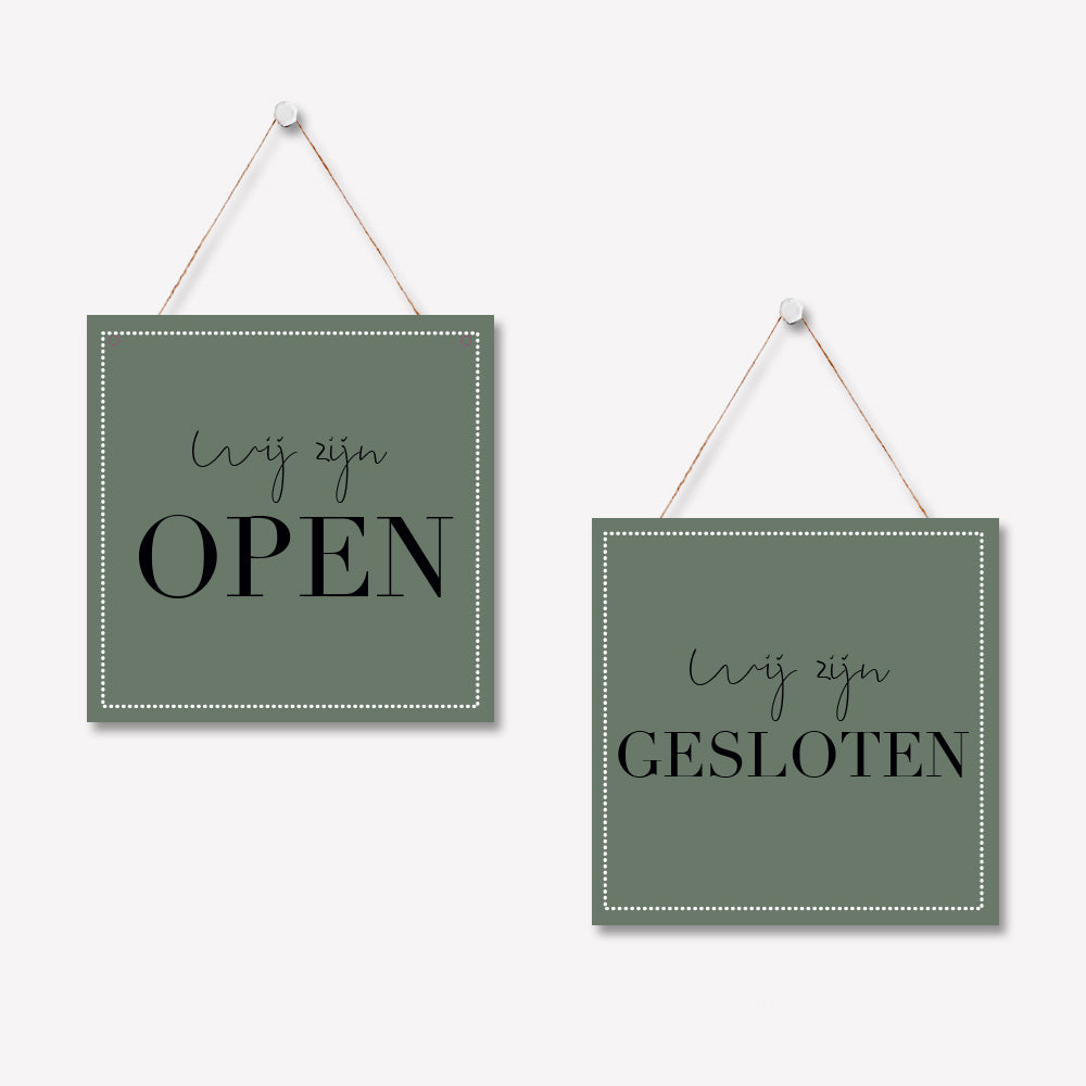 Open/gesloten bordje V Elegant Donkergroen