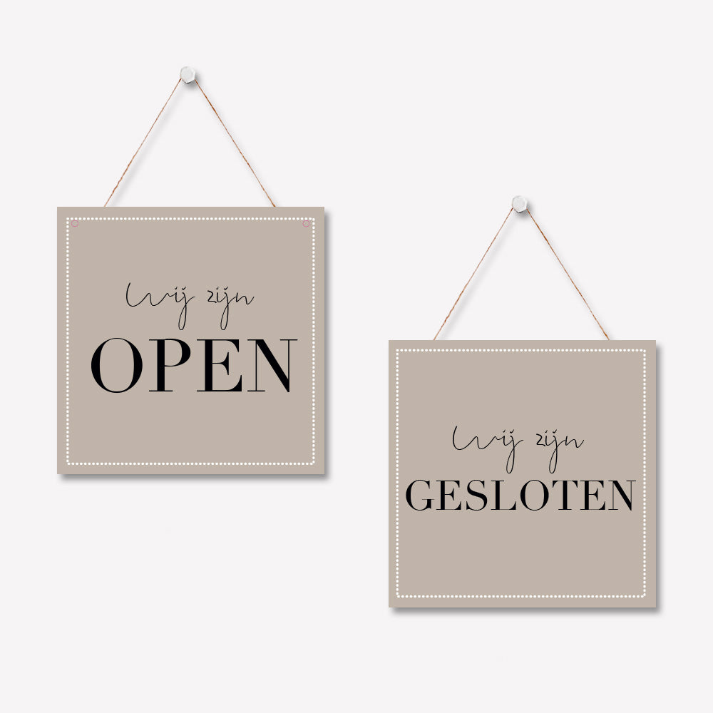 Open/gesloten bordje V Elegant Beige