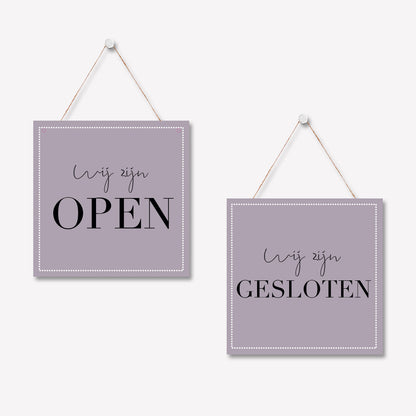 Open/gesloten bordje V Elegant Lila