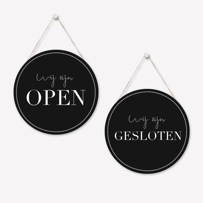 Open/gesloten bordje R Elegant Zwart