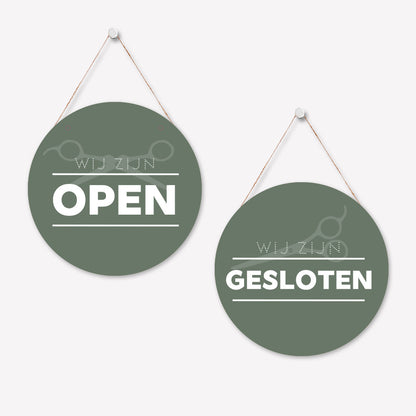 Open/gesloten bordje R Modern Donkergroen