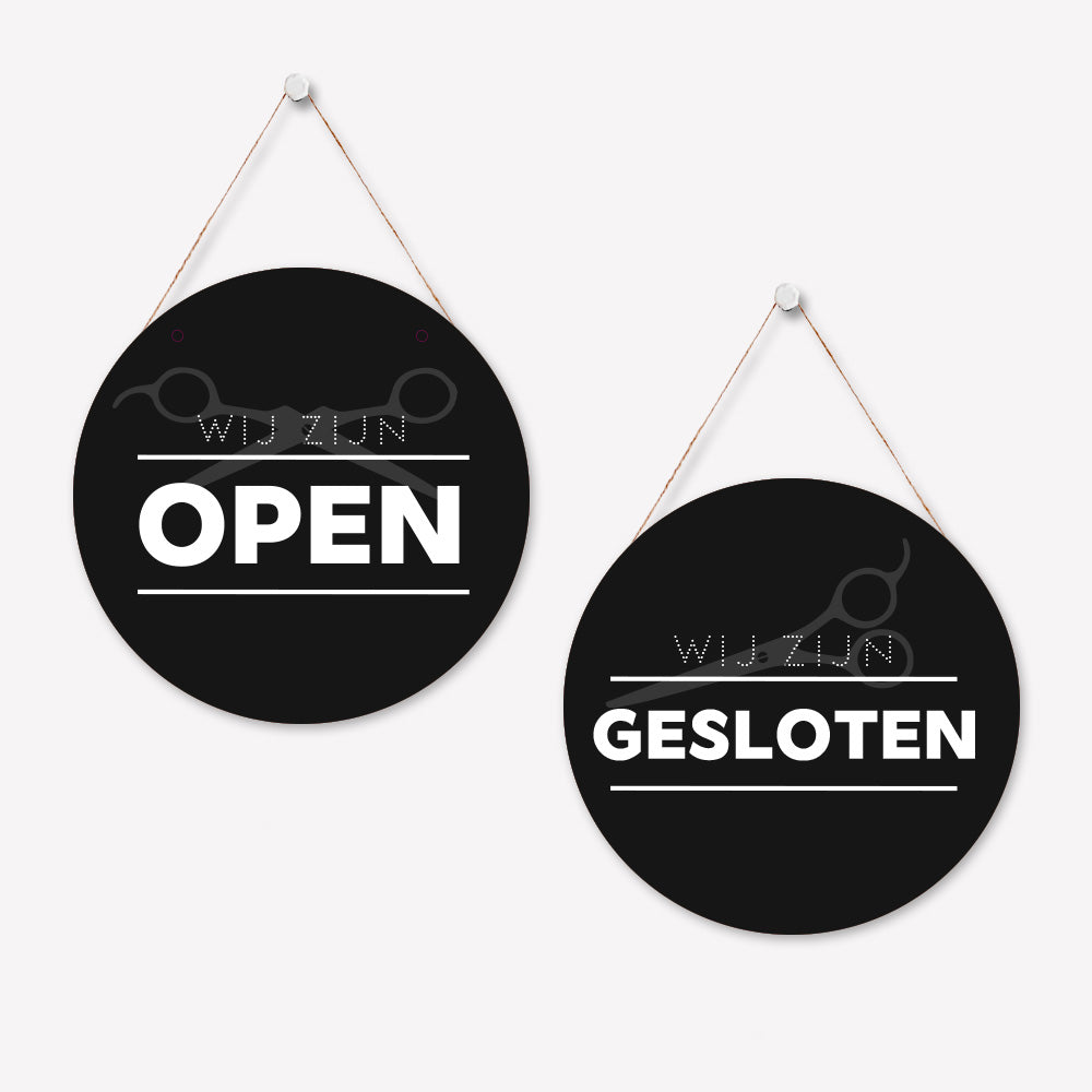 Open/gesloten bordje R Modern Zwart